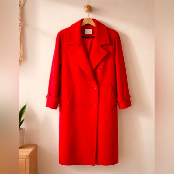 Mackintosh Jackets & Blazers - Vintage MACKINTOSH Wool Trench Maxi Coat Cherry Red Size 10